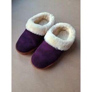 LL Bean Wicked Good Slippers Squam Lake Women 9 Purple Suede Shearling Lambswool